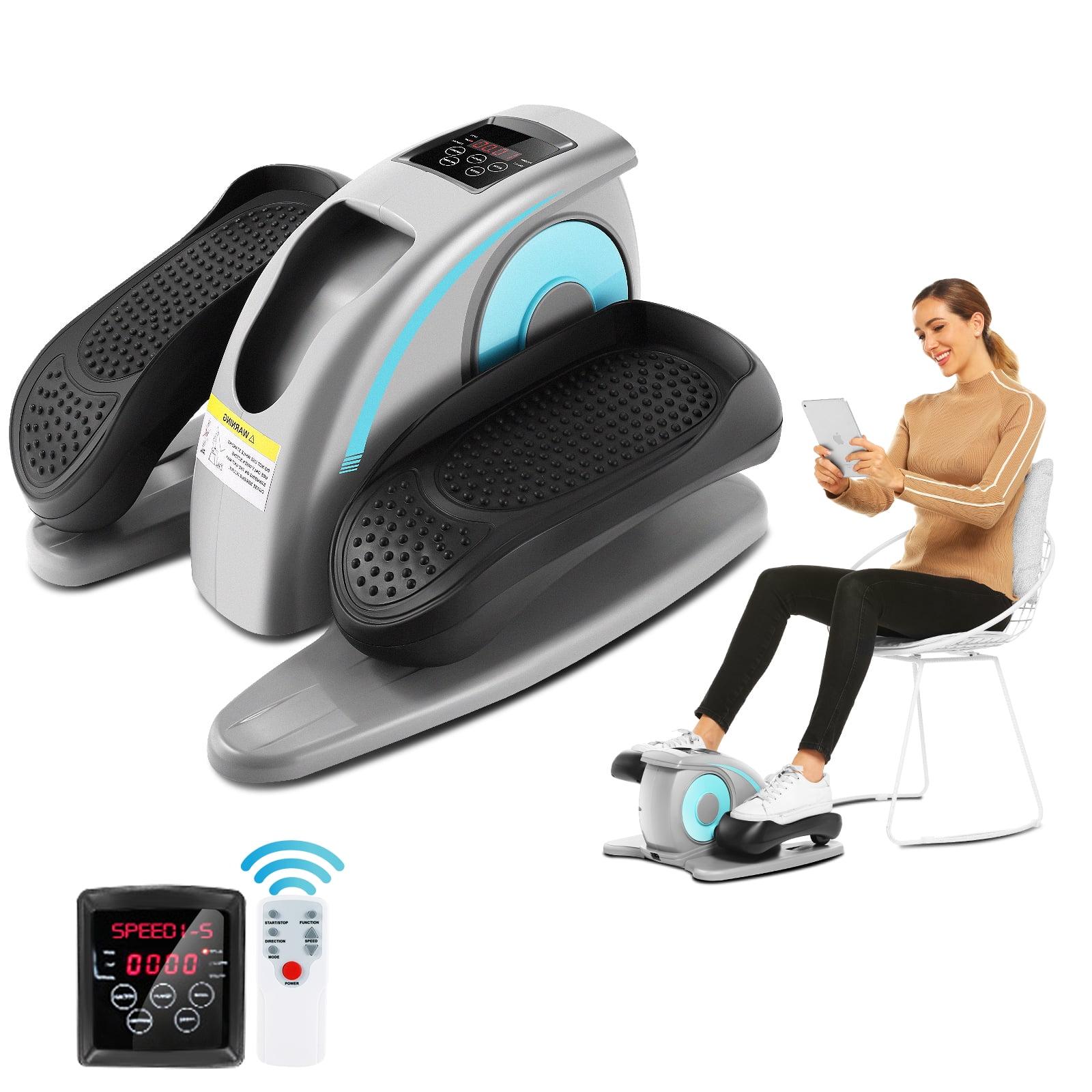 Under Desk Elliptical Machine，Electric Seated Pedal Exerciser Ellipticals, Quiet & Compact Mini