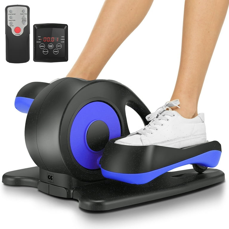 Tikmboex Compact Under Desk Elliptical Machine Pedal Exerciser with LCD Display Remote Control Blue Walmart