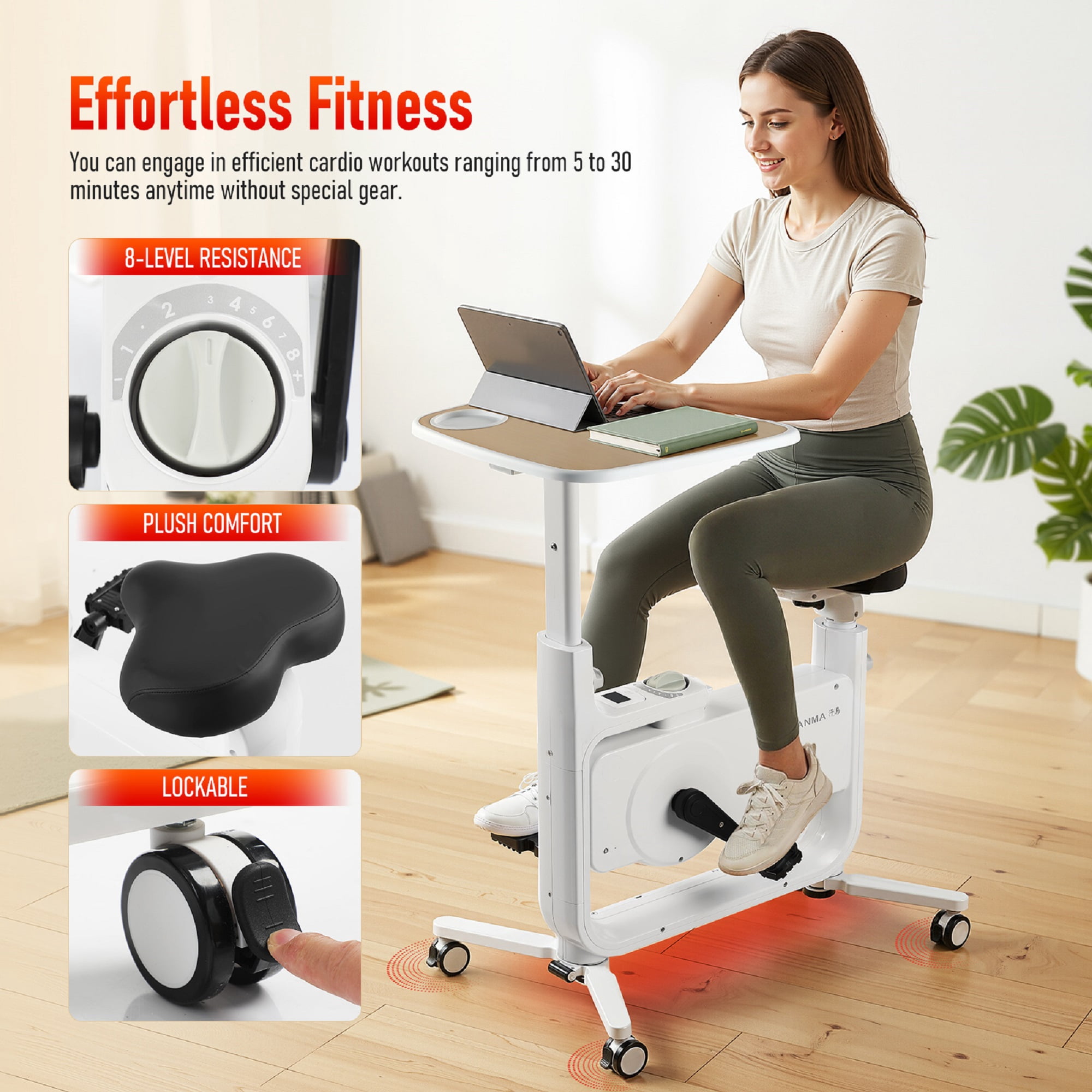 PartyKindom Magnetic Exercise Bike Multi-Color Silent Operation for Indoor Cycling and Work