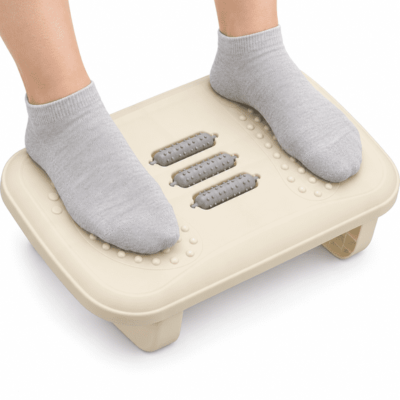 Under Desk Foot Rest, Ergonomic Non-Swingable Footrest for Office Chair and Computer Desk, Leg Rest Stool for Work, Gaming and Home Use, White