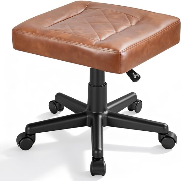 Under Desk Footrest, PU Ergonomic Foot Rest with Wheels, Comfort Padding, Height Adjustable for Relieving Leg Pain, Stiffness
