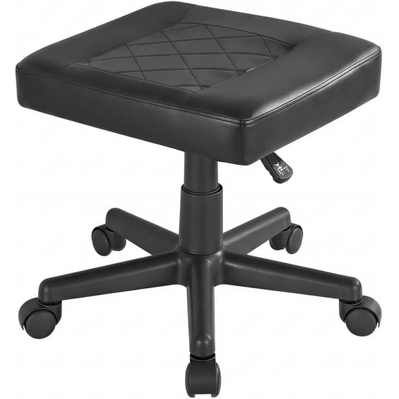 Under Desk Footrest, PU Ergonomic Foot Rest with Wheels, Comfort Padding, Height Adjustable for Relieving Leg Pain, Stiffness