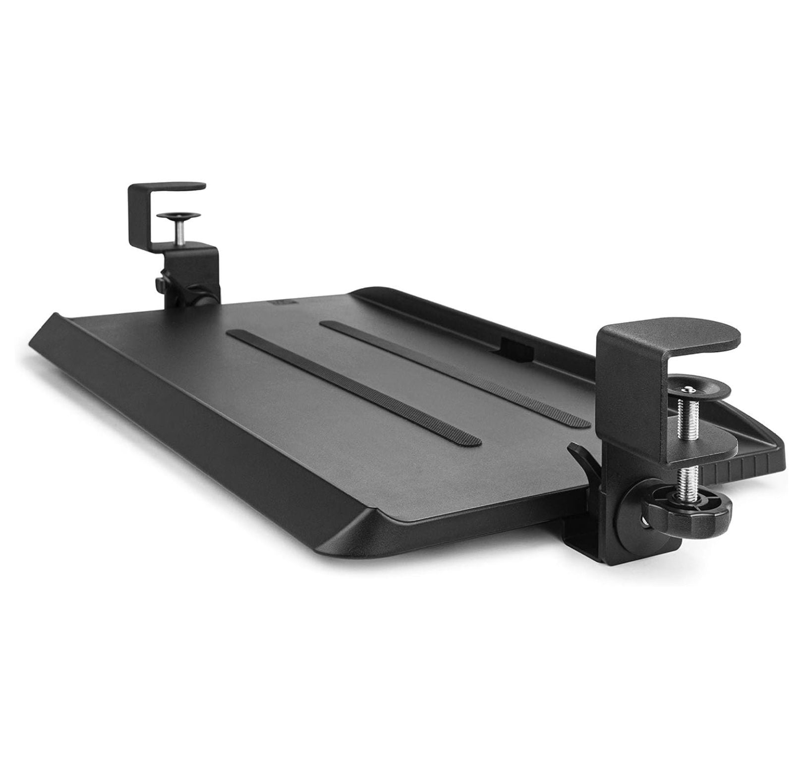 Under Desk Keyboard Tray, Ergonomic Adjustable Keyboard Platform - Clamp On Design, 3 Angle Tilt, Sliding Rail, Fits up to 40mm Desk - Home & Office