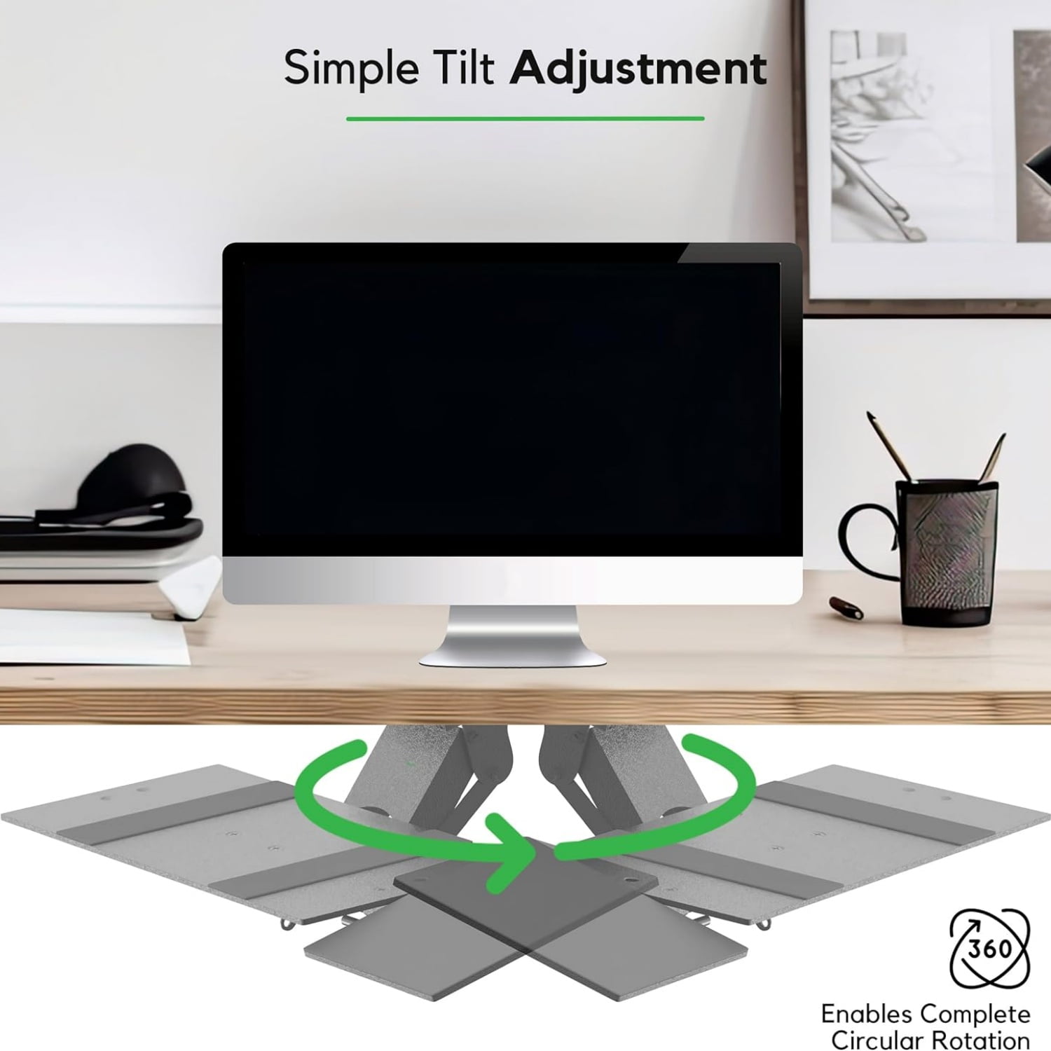 Under Desk Keyboard Tray Slide Out with Adjustable Height and Tilt - Easy to Slide and Swivel 360 Degree - Keyboard Drawer with Adjustable Mouse Pad
