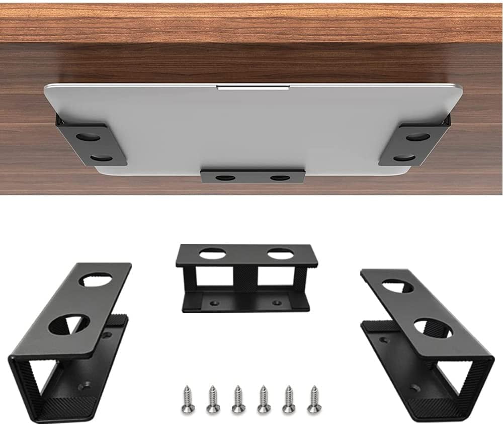 Under Desk Laptop Mount JEMACHE Aluminum Under Table Desk Holder for Laptop Mac Mini MacBook Keyboard with Anti Scratch Silicone Black Walmart