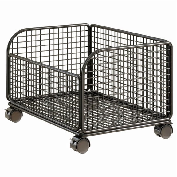 Under Desk Mobile Mesh Rolling File Organizer Cart with Lockable Casters for Small Spaces Black