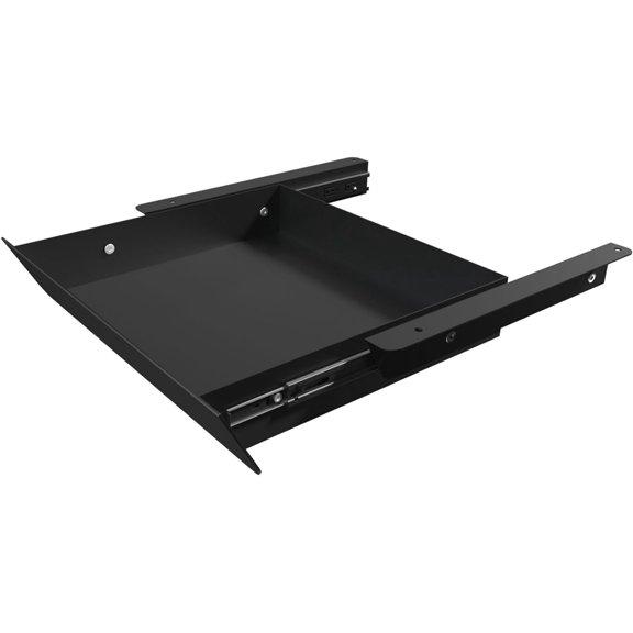 Under Desk Mounted Sliding Drawer with 60 Degree Tilt Panel to Pull Out, 15'' Long & 9'' deep Large Storage Organizer for Sit Stand Workstation