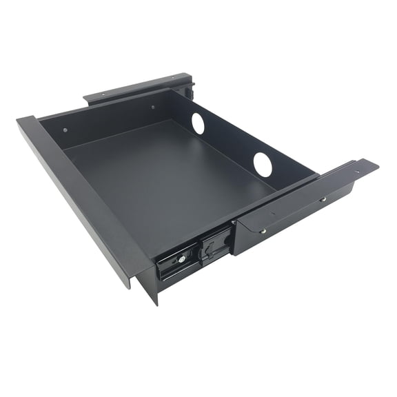 Under Desk Mounted Sliding Pull-Out Drawer for Office Desk W 19.2" x D 13.4" Storage Organizer for Sit Stand Workstation, Metal, Black (Large)