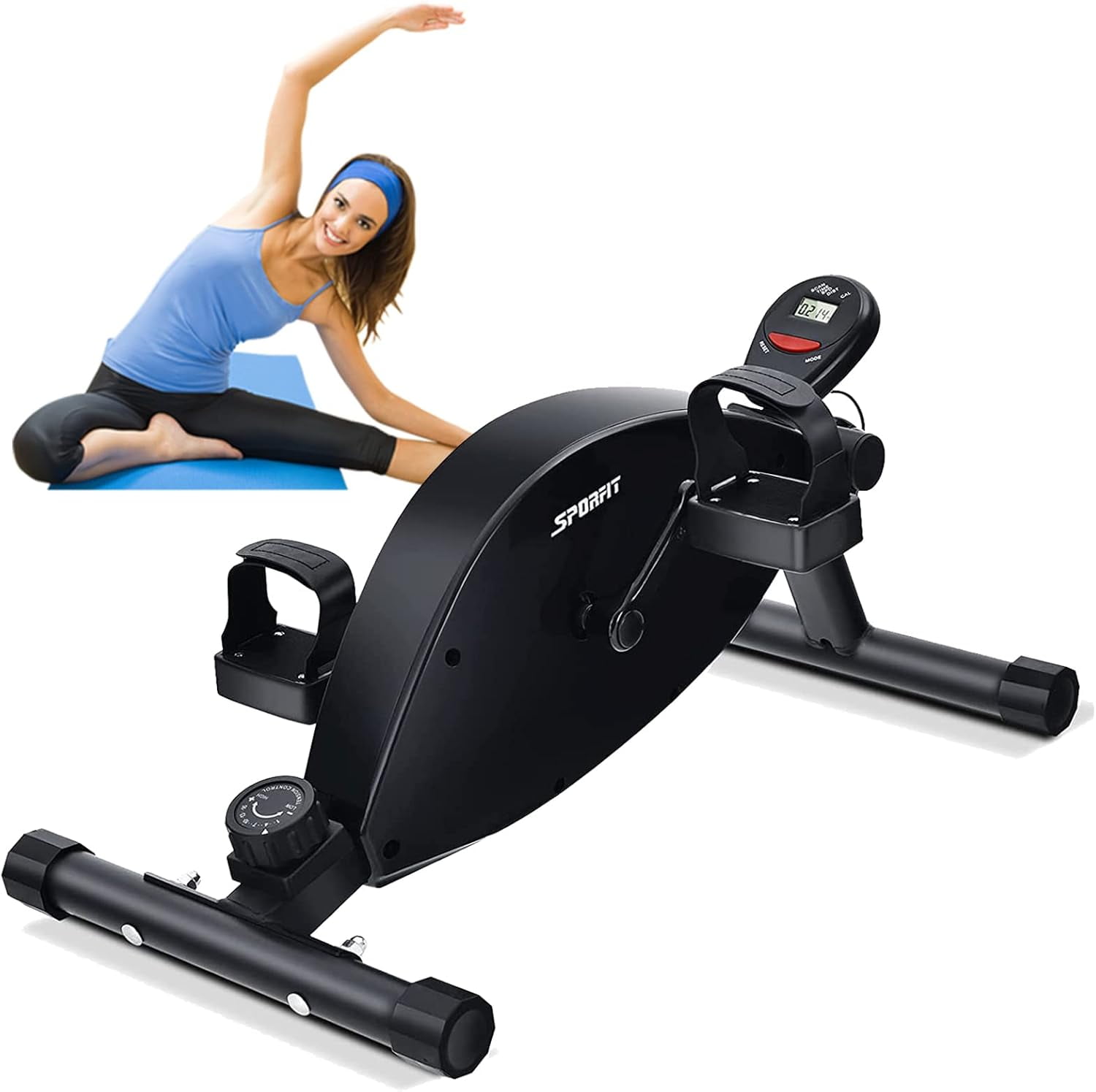 Under Desk Pedal Exerciser,16-Level Magnetic Mini Exercise Cycle w ...