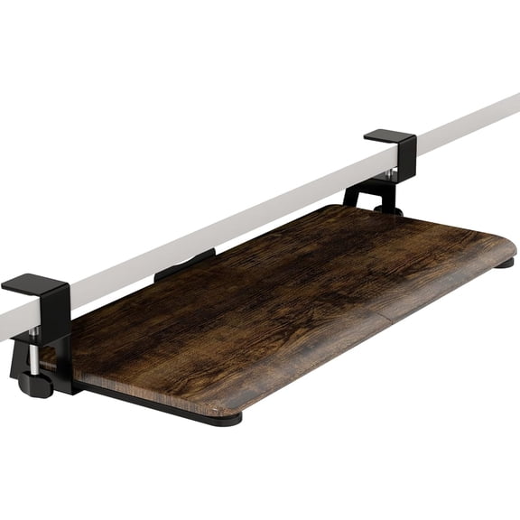 Under Desk Pull Out Keyboard Tray with C Clamp Mount, 25.6" Slide-Out Computer Drawer for Typing, Keyboard & Mouse Tray, Black Carbon Fiber