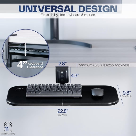 Under Desk Rotating Keyboard Tray, 23x10 Inch Ergonomic Swiveling Mouse Platform with 360 Rotation for PC Computer Setup, Black
