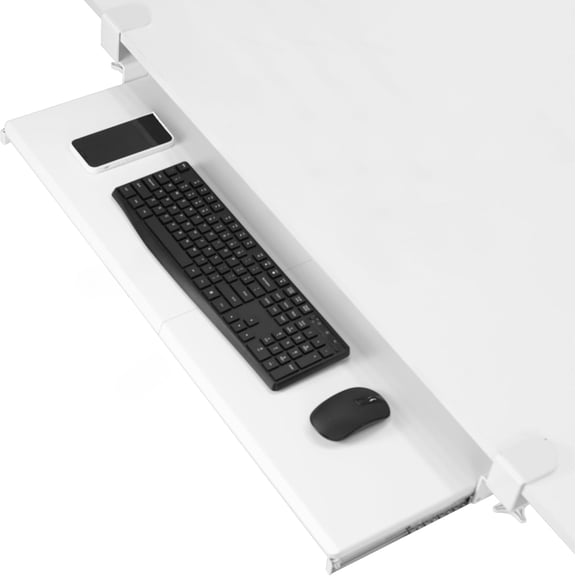 Under Desk Slider Tray, Large Clamp-on Computer Keyboard and Mouse, 27 x 11 inch Pull Out Platform Drawer