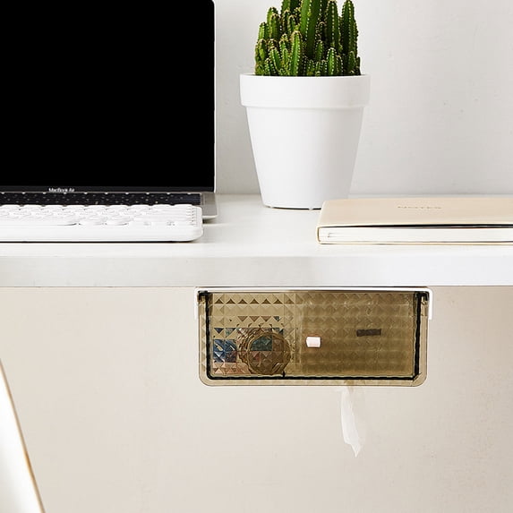 Under Desk Storage Box, Invisible Drawer Organizer for Office Workstation with Tool-Free Installation, Hidden Compartment for Stationery and Supplies