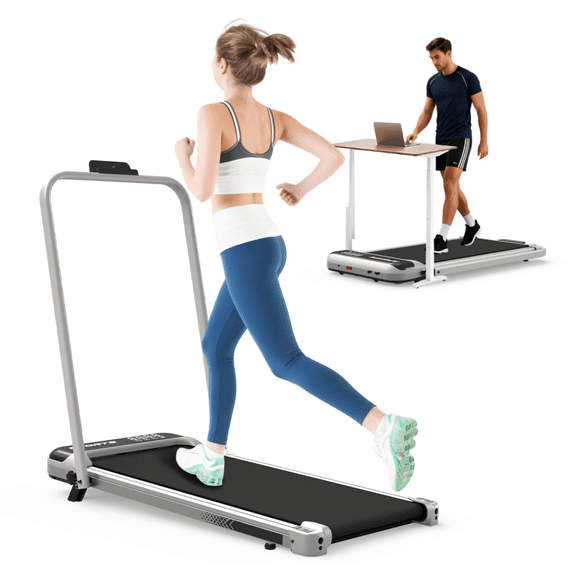 Under Desk Treadmill 2.5HP, 3-in-1 Foldable Walking Pad with 0.6-6.2MPH & 9% Incline, Portable Treadmill for Home & Office with Remote & LED Display