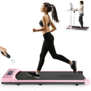 Under Desk Treadmill,2.5HP Installation-Free Slim Flat Compact Treadmill,Electric Quiet Walking Treadmill with LED Display and Wireless Remote Control for Home/Office