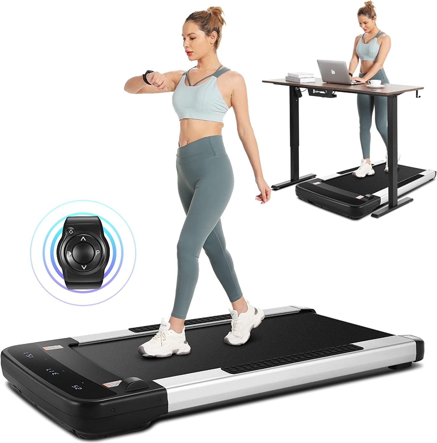 Under Desk Treadmill, 300 lb Capacity Walking Pad Treadmill with Remote,  Electric Portable Treadmill with LCD Touch Display, Installation-Free and  12 Preset Programs Running Machine for Home 