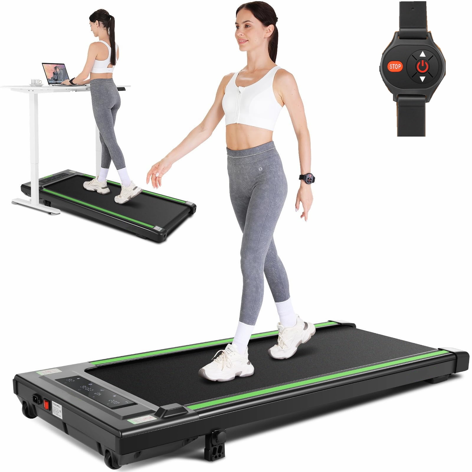 Under Desk Treadmill with Remote Control, LED Touch Screen Treadmill