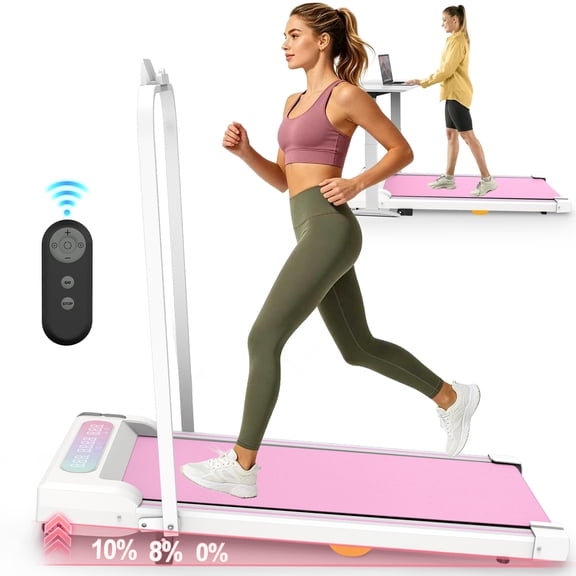 Fahuac Under Desk Treadmill, Walking Pad, 2 in 1 Portable Treadmill with Handle Remote Control LED Display, Walking Jogging Machine for Home Office Use