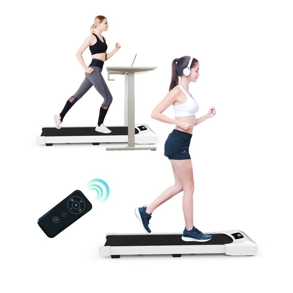 SHINPT 2 in 1 Under Desk Treadmill, 2.5HP Folding Electric Treadmill Walking Jogging Machine with Low Noise, 2 Control Modes for Home Office with Remote Control, Black and White