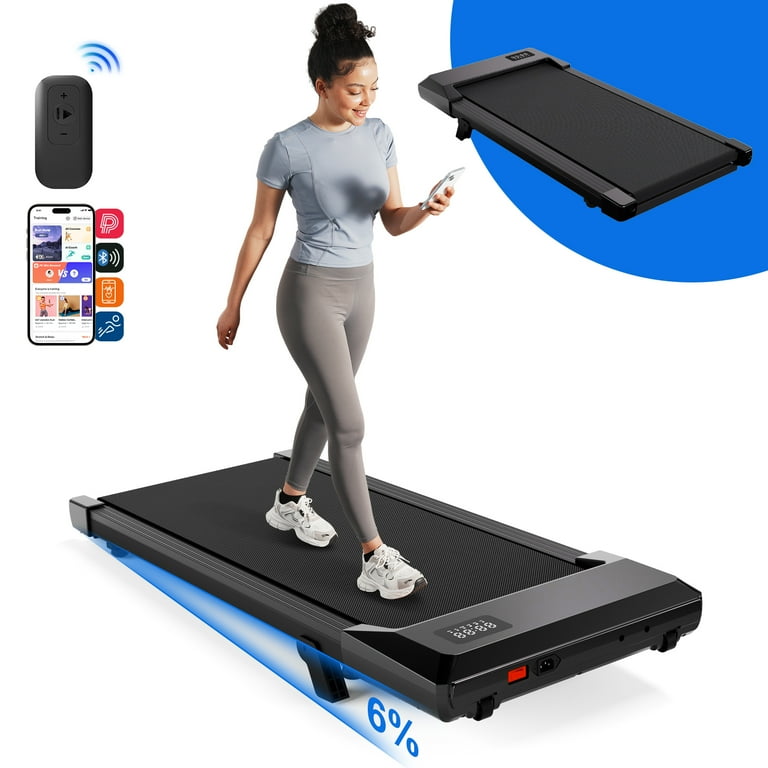 MJWW Walking Pad, Under Desk Treadmill with 6% Incline, 3 in 1 Portable Treadmill with Remote Control LED Display, 2.5 HP Quiet Walking Jogging Machine for Office Home Use, 250 Lbs Capacity