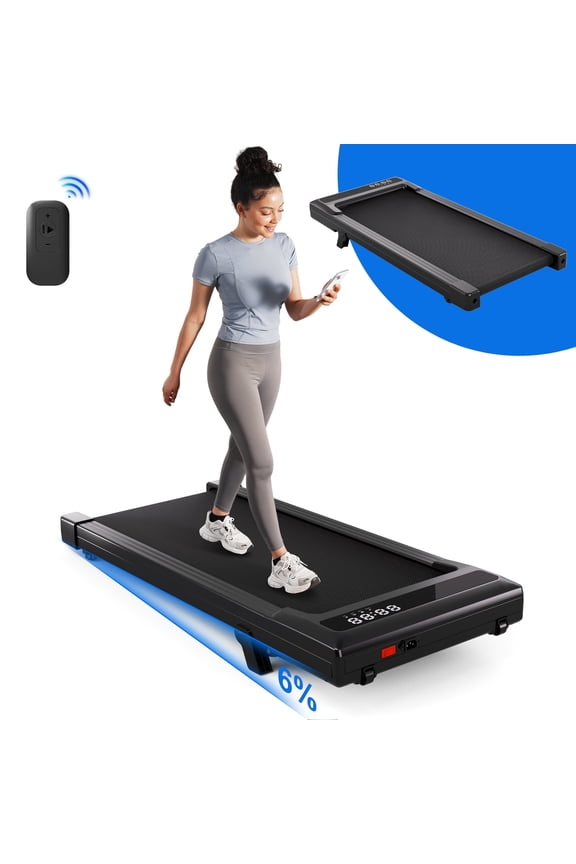 Walking Pad Treadmill with 6% Incline and Remote Control,Under Desk Treadmill for Home&Office, 250 lbs Weight Capacity