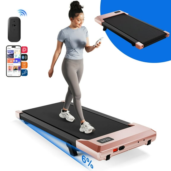 MJWW Walking Pad with 6% Incline, Under Desk Treadmill, 3 in 1 Portable Treadmill with Remote Control LED Display, 2.5 HP Quiet Walking Jogging Machine for Office Home Use, 300 Lbs Capacity