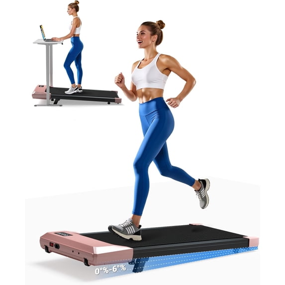 Under Desk Walking Pad Treadmill for & Office, 6% Manual Incline, 2.5 , 0.6-3.8 MPH Walking Speed, 300 lb Capacity, App & Remote Control