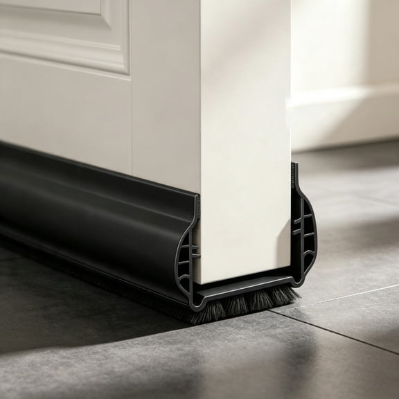Under Door Draft Stopper, PVC Brush Door Bottom Seal Sweep, Draught Excluder Fits 1.3"-2.17" Thick Interior & Exterior Doors