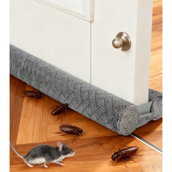 Inadays Door Draft Stopper 36"- Block Noise, Sound, Cold Air, Wind , Bugs- Adjustable velvet Door Sweep, Gray