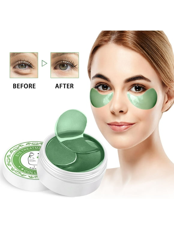 Under Eye Mask, 60 Pairs Green Tea Algae Under Eye Patches with Hyaluronic Acid and Collagen for Dark Circles, Puffiness, Eye Gel Treatment Patch Anti-Aging Eye Pad for Wrinkles, Eye Bag