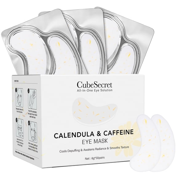 Under Eye Patches with Calendula and Caffine Eye Mask for Dark Circles and Puffiness, Face Mask Skin Care Products 30 Pairs