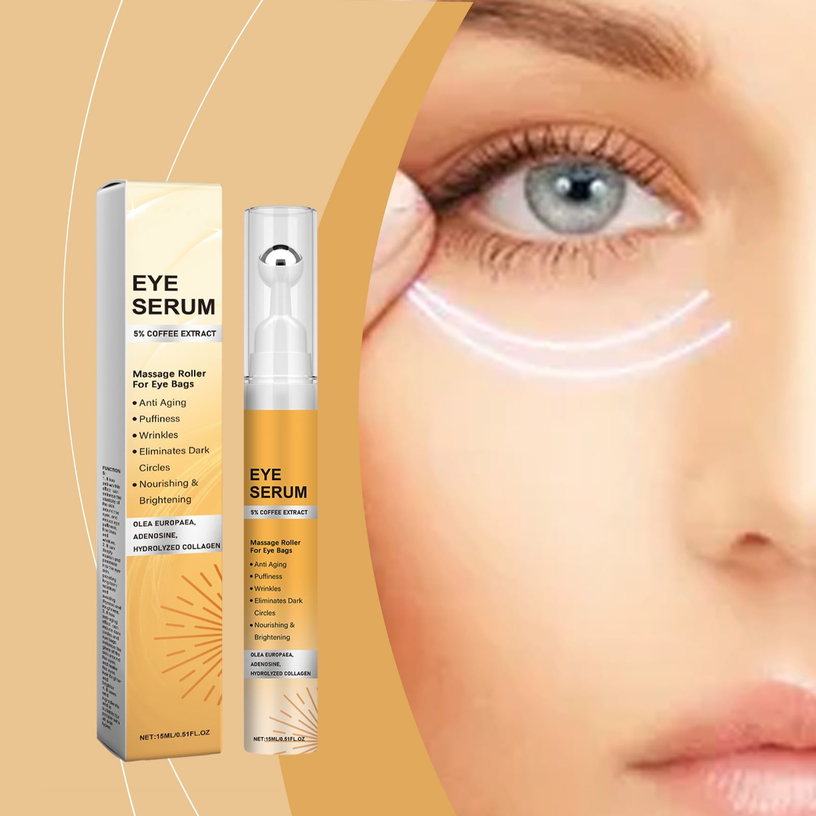 Under Eye Repair Cream for Dark Circles and Puffiness Polypeptide Eye Cream with Coffee Seed