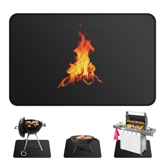 Under Grill Mat for Outdoor Grill, 47x29.5 Inch/ 120x75cm Rectangle Fireproof Fireplace Pad for Indoor Fire Pit, BBQ Protector Mat
