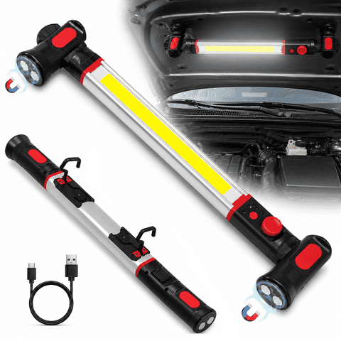 IJIL LED Work Light, 5000mAh Magnetic Underhood Worklight with Hooks Fathers Day Dad Gifts for Men Car Repair Workshop Garage Emergency