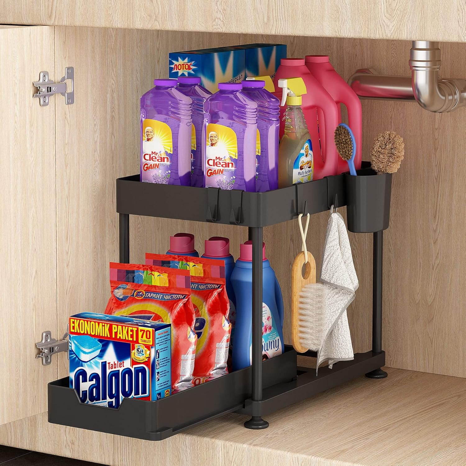 Under Kitchen Sink Organizers and Storage, 2 Tier Under Sink Organizer ...