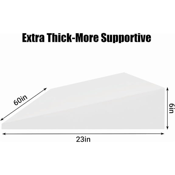 Under Mattress Support - 6 Inch Incline Foam Wedge for Sleep Pain Relief, Bed Elevator Pad for Head Neck Shoulder Comfort