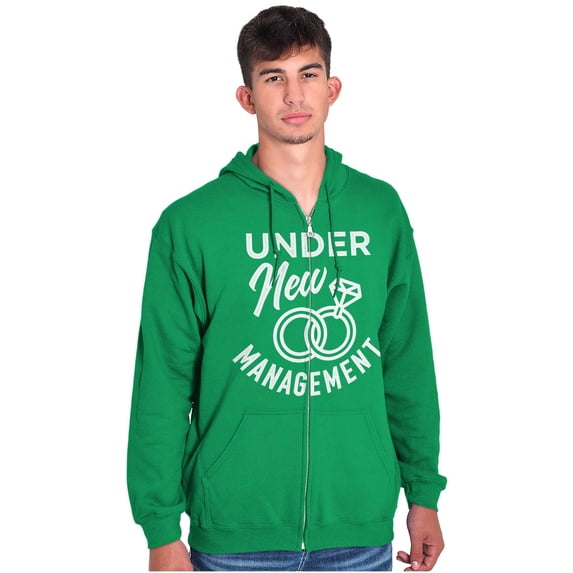 Under New Management Newlywed Bride Zip Up Hoodie Men's Women's Brisco Brands L