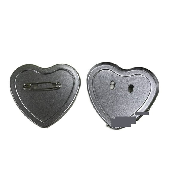 (Under Parts) Heart Shape 57x52mm Blank 100 Sets Safe Pin Back Metal Button Supply Materials For Badge Button Maker ,Easy to Install