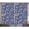 thumbnail image 1 of Ambesonne Under the Sea Curtains 2 Panel Set, Shells and Plants, 108" x 108", Navy Blue White, 1 of 3