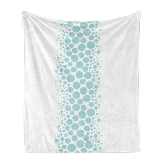 Under the Sea Soft Flannel Fleece Blanket, Ocean Dive Inspired Image with Circle and Geometric Bubbles Art Print, Cozy Plush for Indoor and Outdoor Use, 70" x 90", Sky Blue and White, by Ambesonne