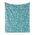 thumbnail image 1 of Under the Sea Soft Flannel Fleece Throw Blanket, Whimsical Print of Seaweed Algae Monochrome Aqua with Bubbles, Cozy Plush for Indoor and Outdoor Use, 50" x 70", Cadet Blue and Seafoam, by Ambesonne, 1 of 5
