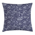 thumbnail image 1 of Under the Sea Throw Pillow Cushion Cover, Ocean Animals Shells Plants Seahorse Turtle Fishing Theme, Decorative Square Accent Pillow Case, 24 X 24 Inches, Navy Blue White, by Ambesonne, 1 of 2