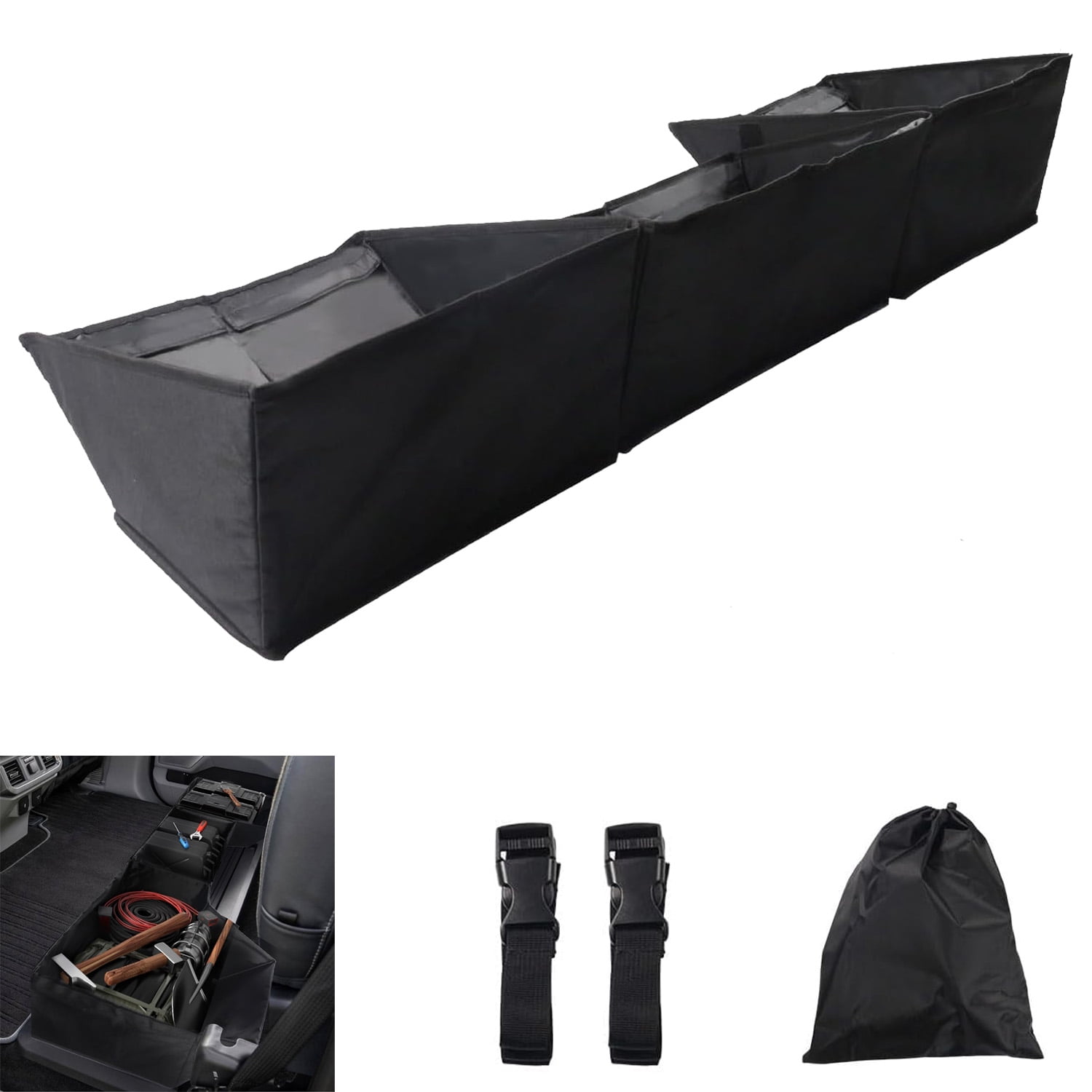 Car Interior Accessories Cybertruck KSGMFED Under Seat Storage Box For Tesla Cybertruck 2023-2024 - 2PC Front Hidden Organizer With Silicone Pad Tesla Cybertruck Storage