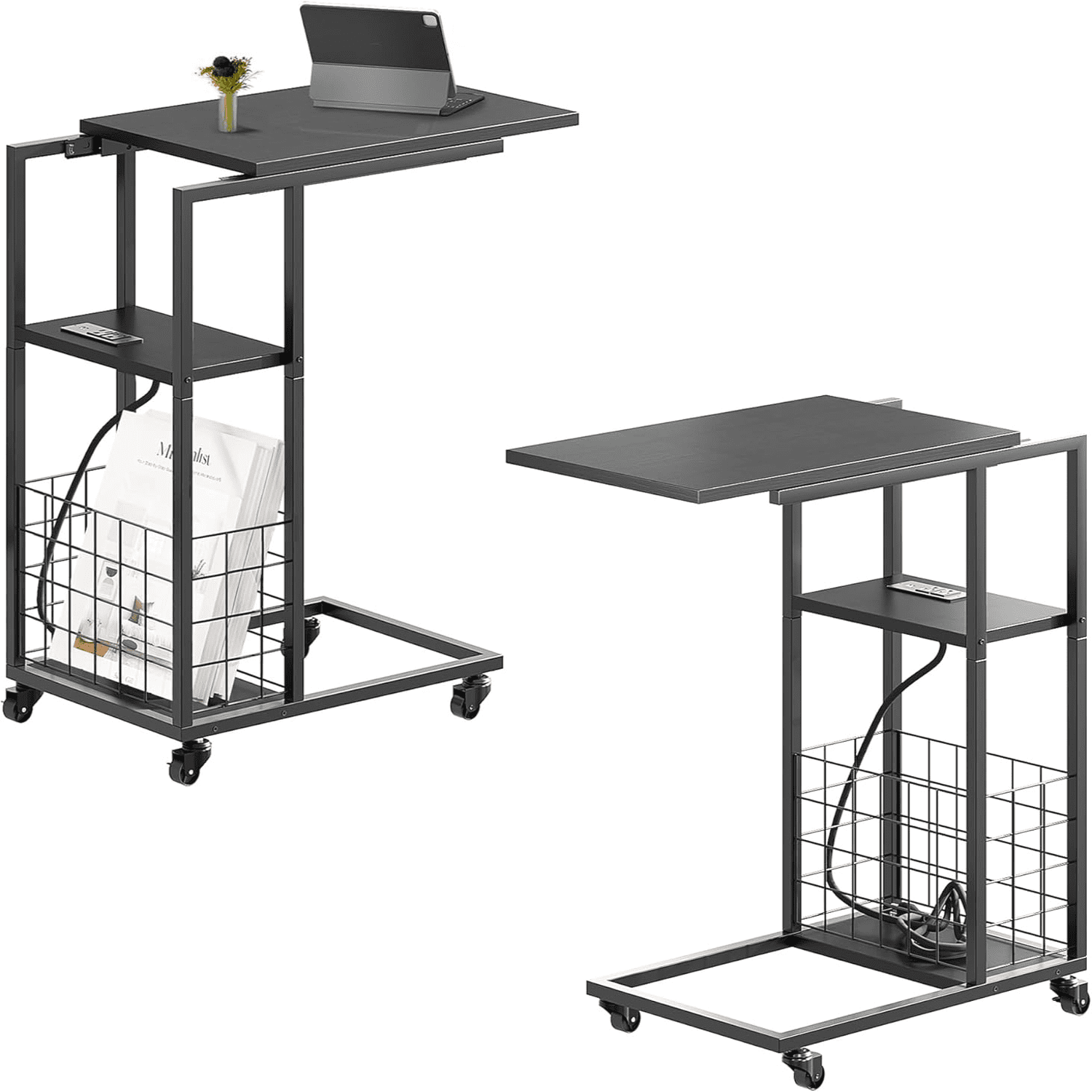 Under Seating Rolling Table with Integrated Power TV Tray with Wheels