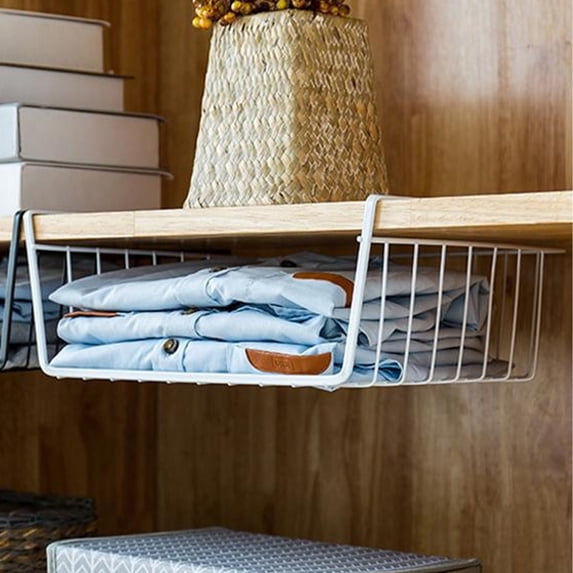 Under Shelf Basket,Slides Under Cabinet Storage Shelf Wire Baskets,Space Saving for Kitchen Counter Pantry Desk Bookshelf Cupboard