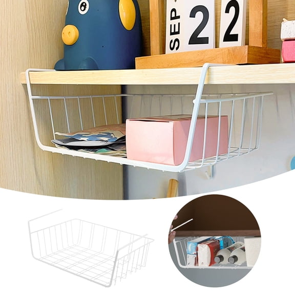 Under Shelf Metal Wire Rack Hanging Shelf Storage Under Cabinet Organizer Efficiently Utilizes Vertical Space for Kitchen Pantry Bathroom and Desk