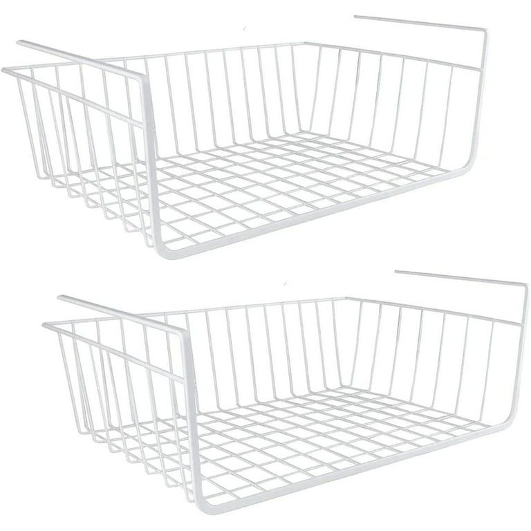 Under Shelf Basket,2 Pack White under Shelf Wire Basket Hanging Storage  Baskets