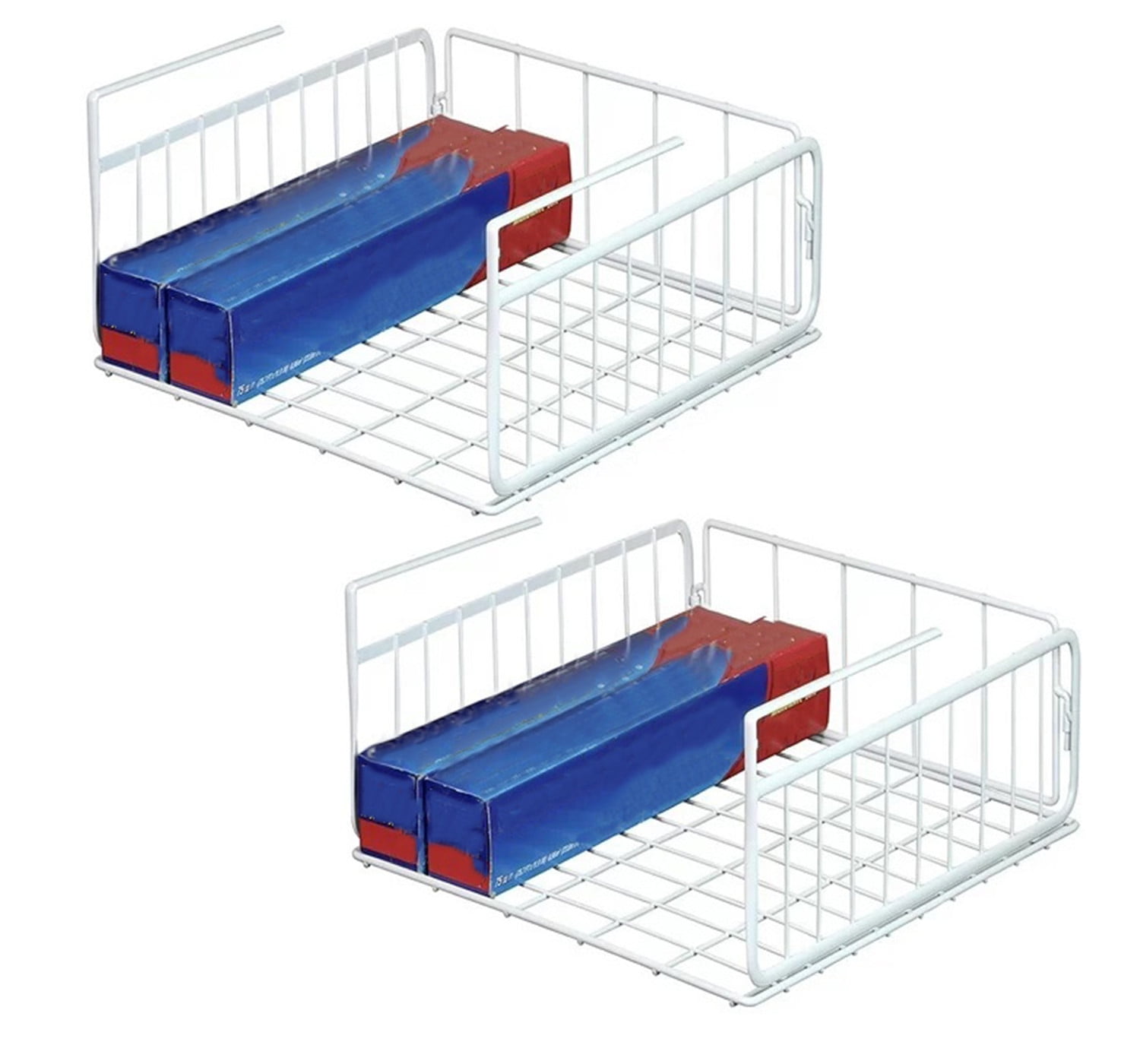 Under Shelf Wire Basket,2 Pack White Hanging Storage Baskets, Casewin