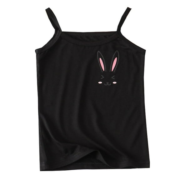 Under Shirts for Girls 14-16 Kids Girls Camisole Cute Print Tank Top Undershirt Super Soft Breathable Shirts for Girls 8-10 Z0A-Black, 10-12 Years