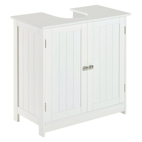 Under Sink Cabinet Bathroom Vanity, White - 2 Door Storage for Pedestal Sinks